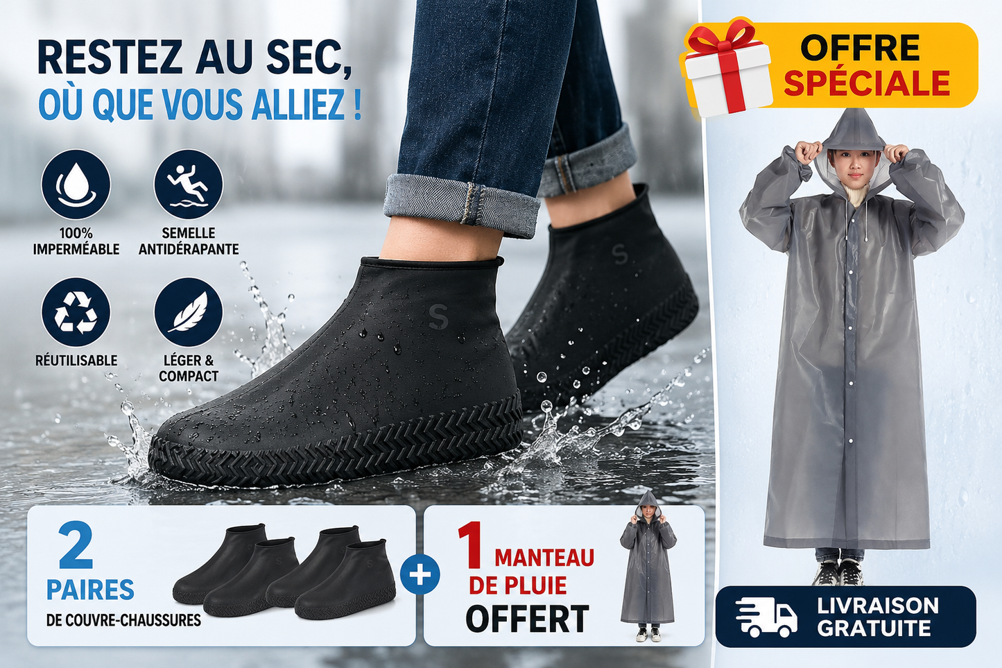 RainShield™ | Couvre-chaussures Imperméables Réutilisables
